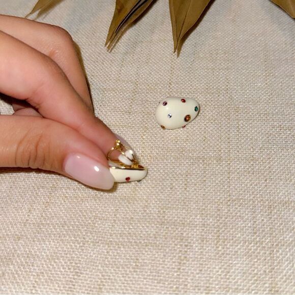 Diamond bean earrings M508 - Picture 4 of 5